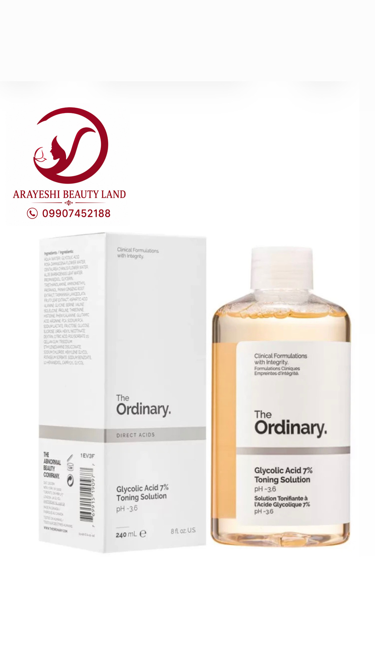 تونر گلیکولیک اسید 7% اوردینری THE ORDINARY حجم 240 میلی لیتر اصلی دو لیبله(رسال رایگان )